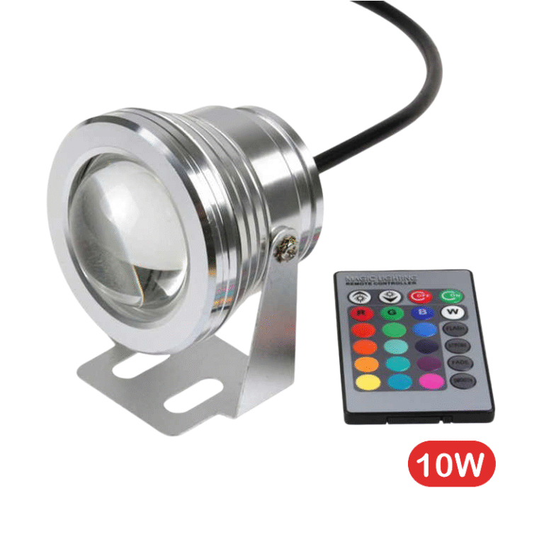 ไฟใต้น้ำ 10W DC12V RGB รุ่นกันน้ำIP67 พร้อมรีโมทเปลี่ยนสี